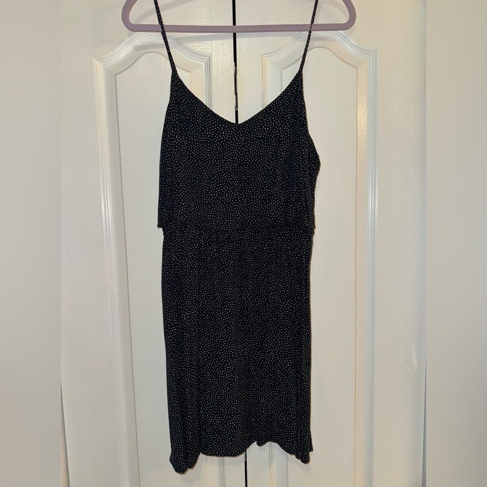 Black and white polka dot mini dress